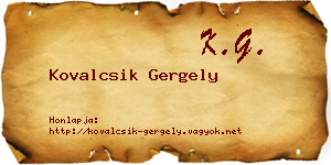 Kovalcsik Gergely névjegykártya